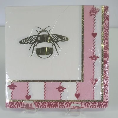 Bridgerton 富豪蜜蜂方形餐巾 ~ 玫瑰金箔 2 层 6.5 英寸 16 克拉 — 第 1/4 张图片