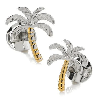 Palm Tree Silver Gold Cufflinks - Image 1 of 4