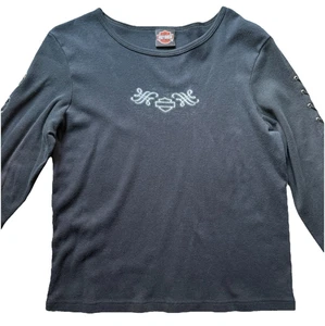 Camisa Harley Davidson Dama Plateada Lazo Con Cordones M/L Mujer Negra LS Minnesota Camiseta - Imagen 1 de 10
