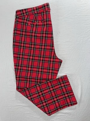 Брюки J Crew BU806 Red Tartan Crop Straight Chino. Женские 18. Новый с Ярлыками, $118! - Изображение 1 из 4
