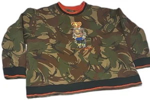 Polo Country Ralph Lauren 3XB Camo Polo Bear Sweatshirt mit Rundhalsausschnitt orangefarbener Besatz - Bild 1 von 11