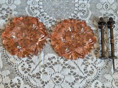 Cortina de vidro prensado rosa vintage cortina amarrar costas flores par - Imagem 1 de 4