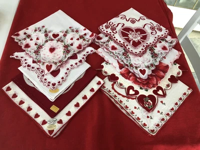 PAÑUELO HANKIE VINTAGE - SAN VALENTÍN - LOTE DE 9 EXCELENTE ESTADO Foto 1 de 4