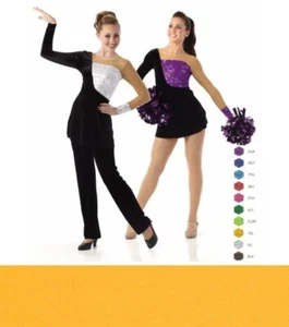 Dynamit GELB Erwachsene klein neu Tanzkostüm Pailletten Tunika Top/Kleid & Slips - Bild 1 von 3