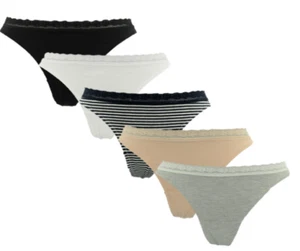 S Pack of 5 Ladies Thong Womens Underwear - Picture 1 of 4
