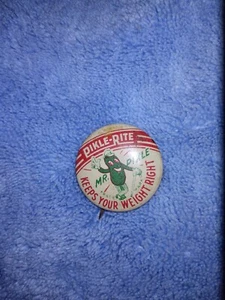 Vintage Mr Pikle Rite Pinback Button Anthropomorphic Pickle Advertising Pin - Picture 1 of 1