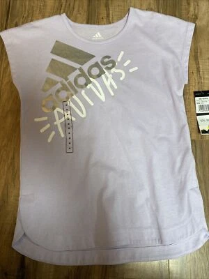 Girls Purple Adidas Cap Sleeve T-Shirt NWT - Image 1 of 4