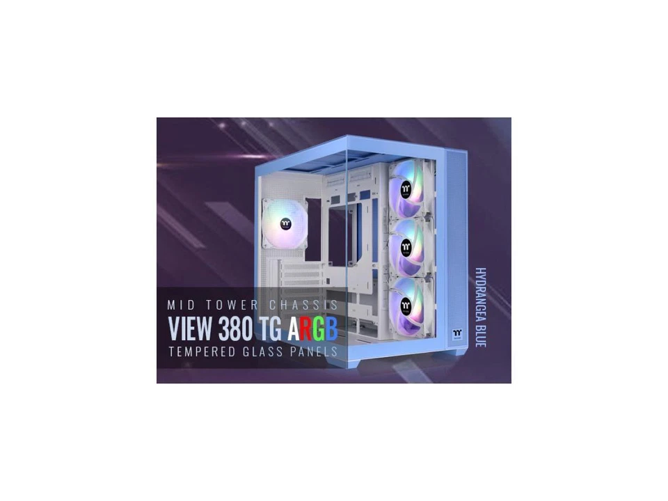 Thermaltake View 380 TG ARGB Hydrangea Blue ATX Case; 4x120mm ARGB Fans Included - Image 1 of 1