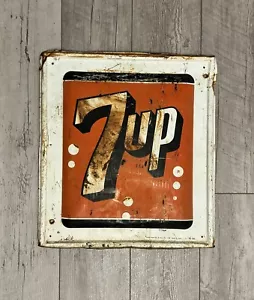 7 UP Embossed Metal Sign 7up Soda Pop Vintage Steel 1960s Stout Co ~St. Louis MO - Picture 1 of 22