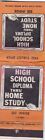 High School Dipoma Thru Home Study North Miami Florida Matchbook 1960'S