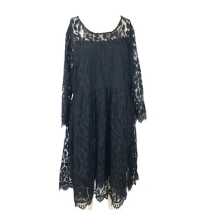 TORRID - WOMEN'S 20 - BLACK LACE LONG SLEEVE SKATER DRESS ROMANTIC GOTH - Picture 1 of 7