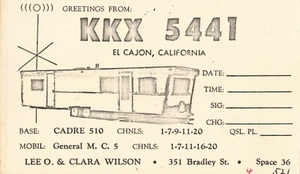 Tarjeta QSL de Colección KKX 5441 El Cajon California EE. UU. Radio CB - Imagen 1 de 1