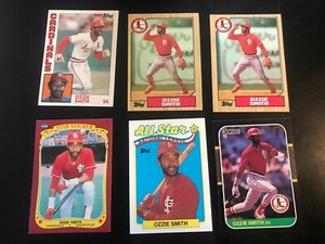 LOT OF 6 -  OZZIE SMITH HOF  - 6 different VINTAGE Cards incl 1984 1987