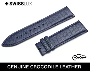 Orologio Alligatore Coccodrillo Pelle Per Glashutte BLU Cinturino Fibbia/Fibbia - Foto 1 di 10