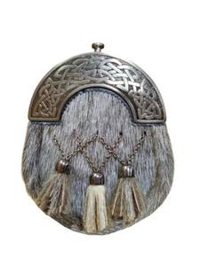 Men's Scottish Antique Plate Sporran 3 Tassels Antique finish With Chain Belt - Picture 1 of 3