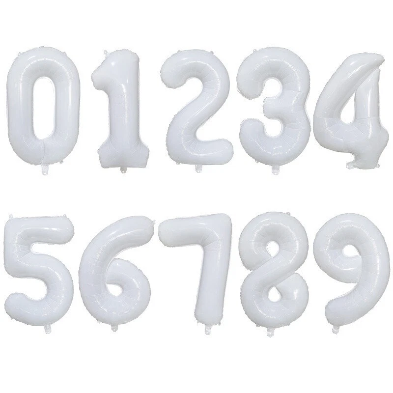 40" White Color Mylar Foil Balloon Huge Number balloons Float w Helium Birthday - Image 1 of 2