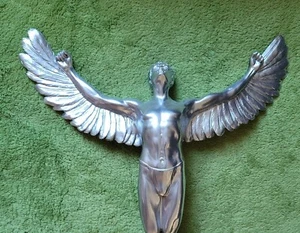 Ikarus Büste Bronzebüste nachverchromt auf Marmorsockel - Bild 1 von 12