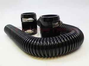 24" Black Stainless Steel Flexible Radiator Coolant Water Hose w/End Cap HotRod - Foto 1 di 2
