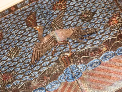 Antigua insignia bordada de 5to rango de la dinastía Qing faisán plateado Foto 1 de 4