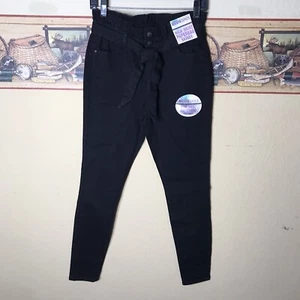 JEANS SKINNY DONNA BLU SPEZIE VITA ALTA NERO PAPERBAG NUOVO CON ETICHETTE TAGLIA 5 - Foto 1 di 4