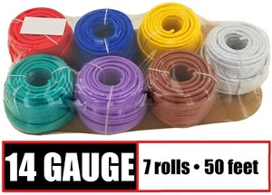 14 Gauge 12v Automotive RV Trailer Hook Up Primary Wire - 7 Colors - 50 Feet EA - Picture 1 of 9