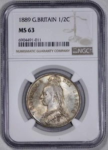 1889 Great Britain 1/2C Half Crown NGC MS 63 Toned - Picture 1 of 4