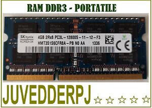 RAM 4GB DDR3 PC3L-12800S 2Rx8 1600MHz PORTATILE MEMORIA 204PIN SODIMM SK HYNIX