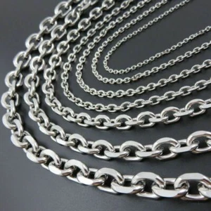 5/10Meter Wholesale Finding Silver Stainless Steel 2/3/4/5MM Rolo Chain In Bulk  - Picture 1 of 4
