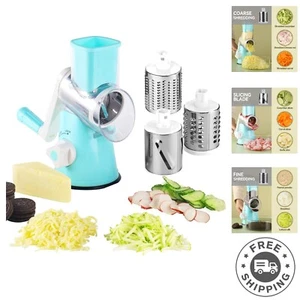 Efficient Rotary Grater for Cheese, Veggies & Nuts - Modern Stainless Steel Blue - Picture 1 of 7