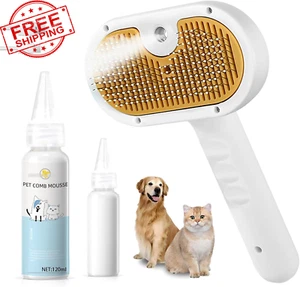 Pet Steam Brush for Dog & Cat – 3-In-1 Spray Hair Removal Comb – Steam Brush for - Picture 1 of 12