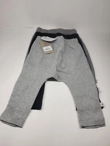 Honest Baby 3/6 Months Black Gray Organic Cotton 3 Pack Harem Pants NWT - Picture 1 of 4