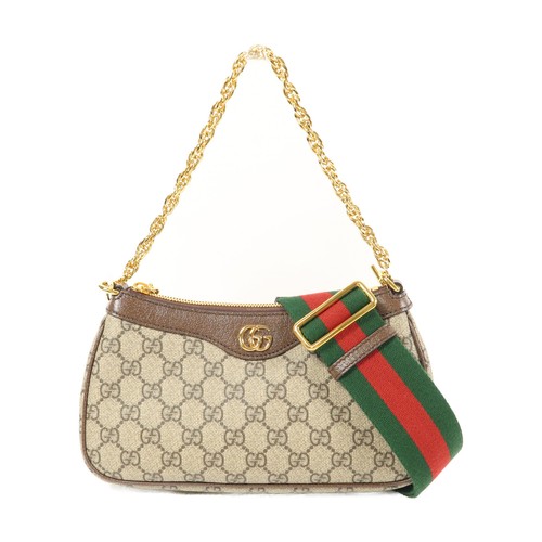 Borsa a tracolla Gucci GG GHW Ophidia piccola 2 vie 735132 tela rivestita marrone