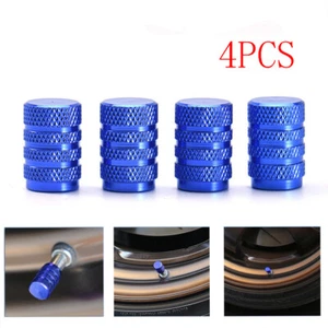 4Pcs BLUE Aluminum Car Wheel Tire/Rim Valve Stem Dust Cover Caps Set Accessories - Picture 1 of 12