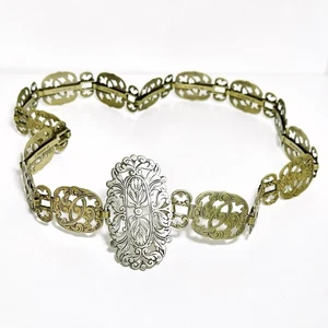 Antique Silver Plated Filigree Belt + Ornate Buckle Marked EPNS Approx 72cm - Imagen 1 de 23