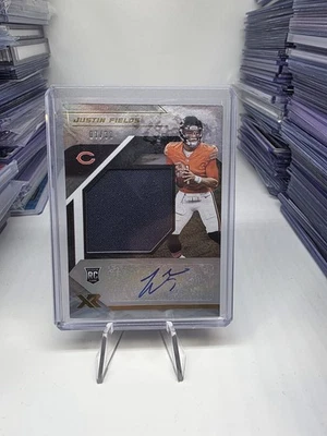 2021 Panini XR Justin Fields #/30 Rookie Patch Auto RPA Holo Bears Jets - Image 1 of 2