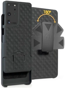 Noir Stand Étui Et Clip Ceinture Holster pour Samsung Galaxy S21 Ultra Téléphone - Photo 1 sur 9
