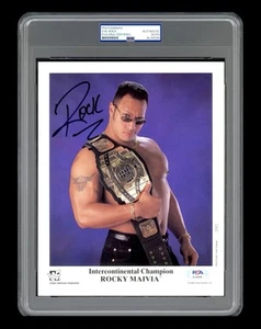WWE THE ROCK P-441 SIGNED 8X10 ORIGINAL PROMO PHOTO ENCAPSULATED BY PSA COA 1998 - Picture 1 of 5
