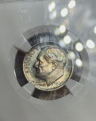 1964 Roosevelt Dime NGC MS 66 FT 10c  FULL TORCH BEAUTIFUL DUAL TONER  - Image 1 of 3