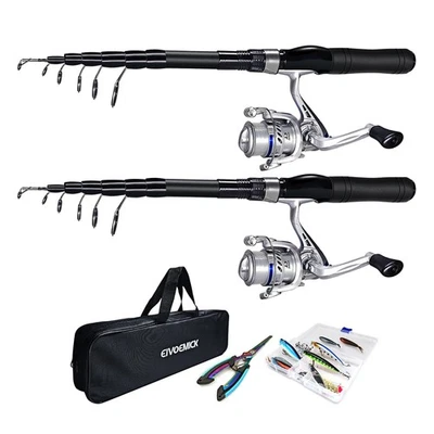 Fishing Rod and Reel Combos, 2PC Telescopic Fishing Pole Spinning Reels Sets,... - Image 1 of 4