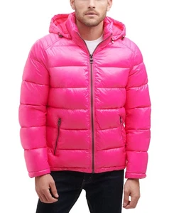 GUESS Herren Puffer Mantel mit Kapuze Magenta S - Bild 1 von 1