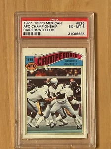 1977 Topps Campeonato Mexicano #526 AFC PSA 6 Steelers vs Raiders Ken Stabler - Imagen 1 de 2