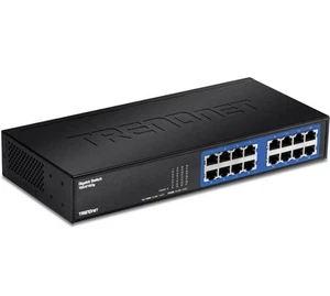 16 Port Gigabit Ethernet Switch TRENDnet TEG S16DG Desktop Fanless Energy Saving - Picture 1 of 14