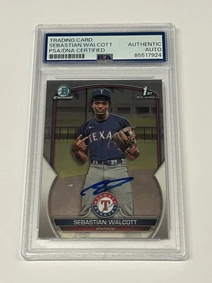 2023 Bowman Chrome Prospects Sebastian Walcott Chrome Auto 1st #BCP-189 PSA - Image 1 of 2
