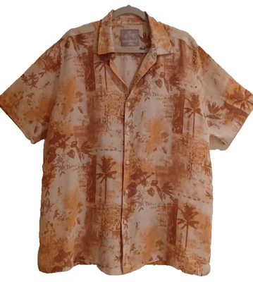 Margaritaville Hombre Talla Camisa XL Tropical/Hawaiana Seda/Lino Botón Frontal Foto 1 de 4