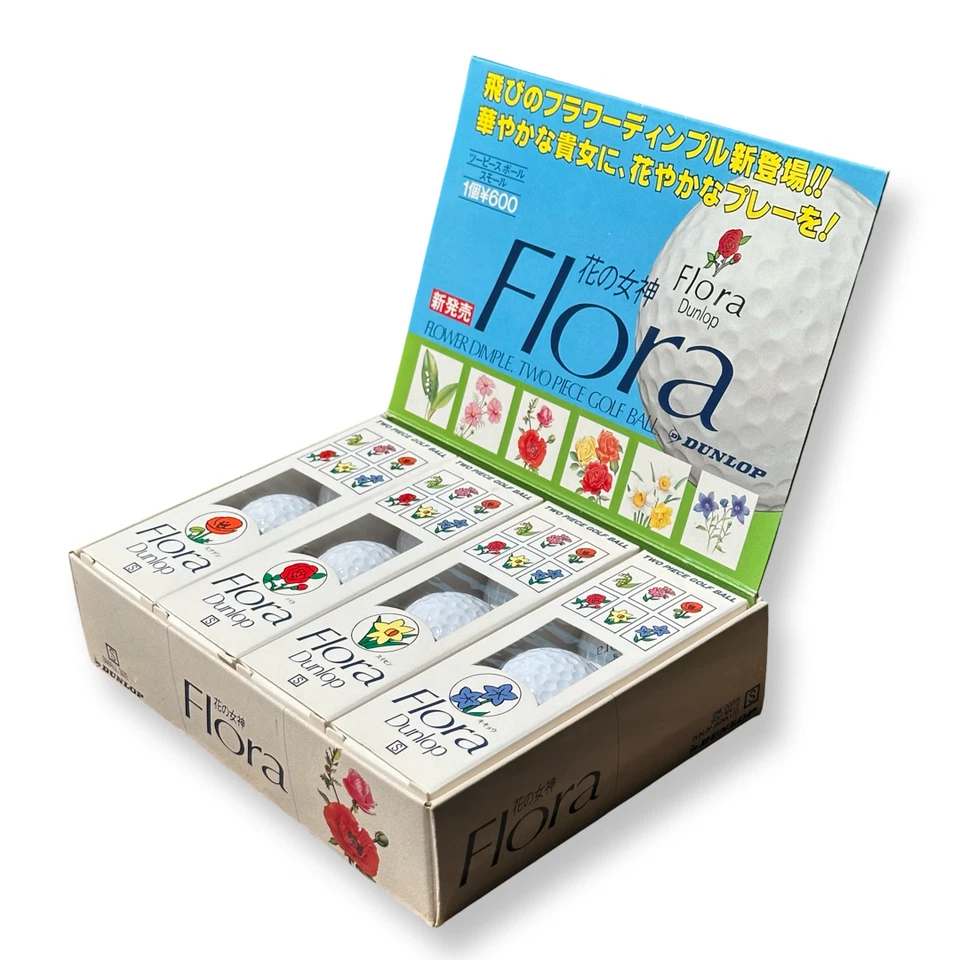 Vintage 1980s Dunlop Flora Flower Dimple Golf Balls – Made in Japan – Boxed Set - Image 1 of 4