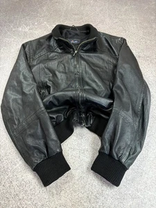 Vintage Yohji Yamamoto Style Cropped Black Leather Jacket Lambskin Medium - Picture 1 of 9