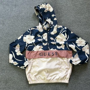 GUESS Jacket Womens Small Hooded Windbreaker Pullover Floral T3YLO3WFN70 - Picture 1 of 10