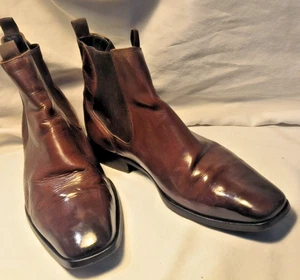 lavorazione artigiana boots sz. 43 Men Brown Leather Dress square toe Romania - Picture 1 of 7