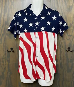 Free Planet kurzärmeliges Knopfhemd Größe S amerikanische Flagge patriotisch USA NEU - Bild 1 von 7
