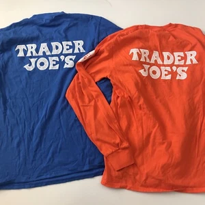 Trader Joes Mens Medium Employee Crew Long Sleeve Polka Dot T Shirt Lot 2 - Picture 1 of 14